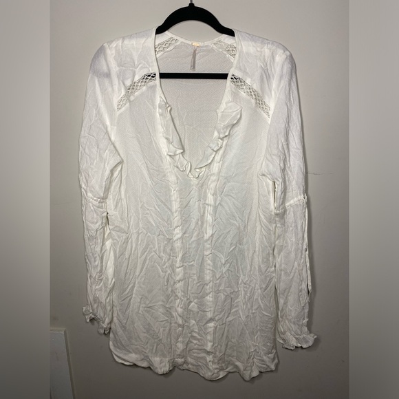 Free People Tops - Free People sheer white blouse | Size XL